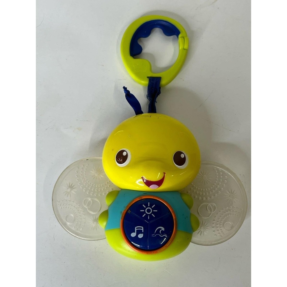 RARE Bright Starts Beaming Buggie Light-up Musical Bee Stroller Toy Yellow Blue